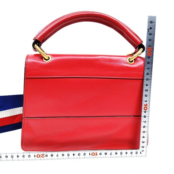 Authentic Gucci Queen Margaret Bamboo Red Leather Hand Bag mn674-020625 - Picture 2 of 16